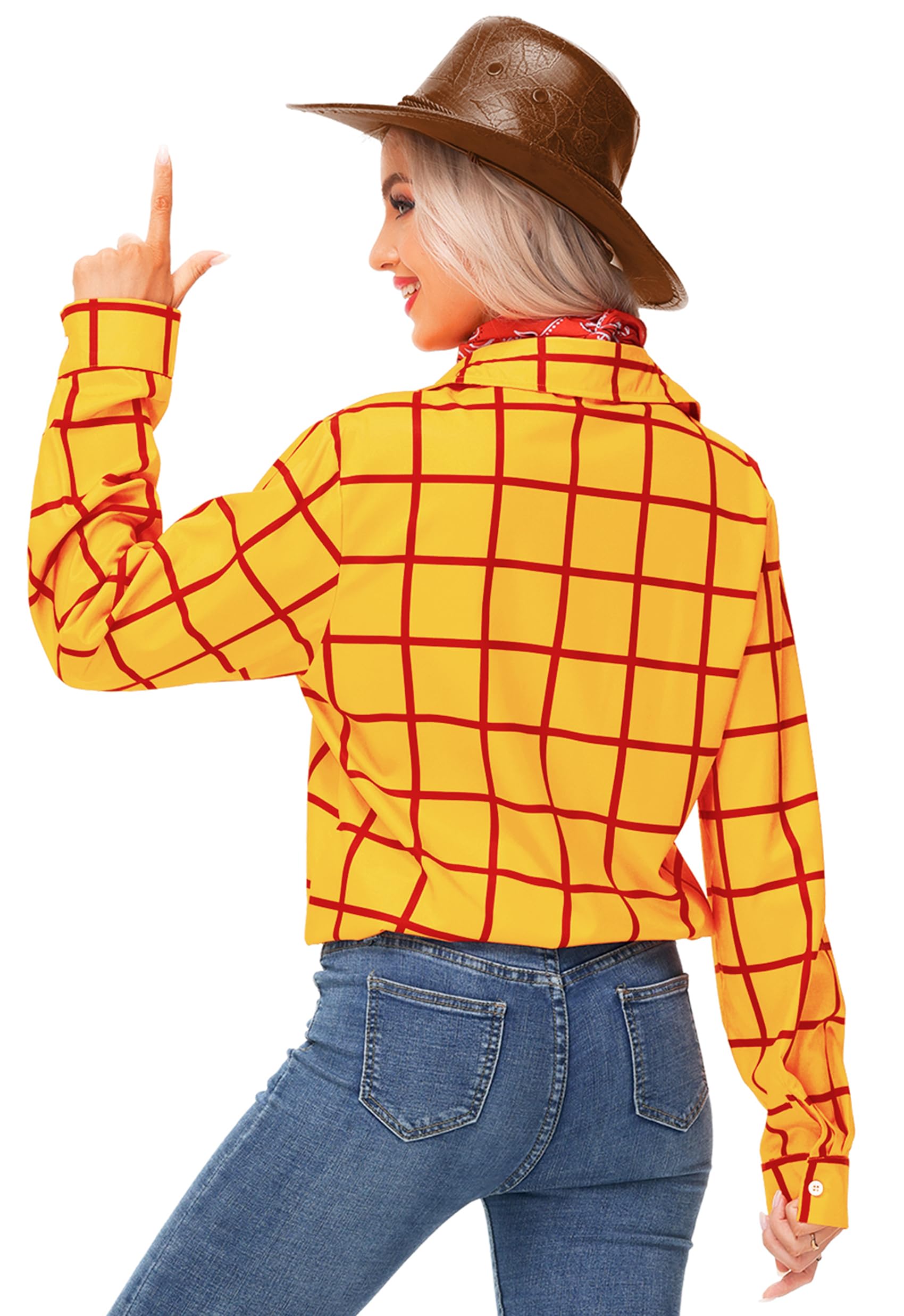 Remimi Adult Kids Halloween Yellow Plaid Top Family Cartoon Button Shirts - Image 7