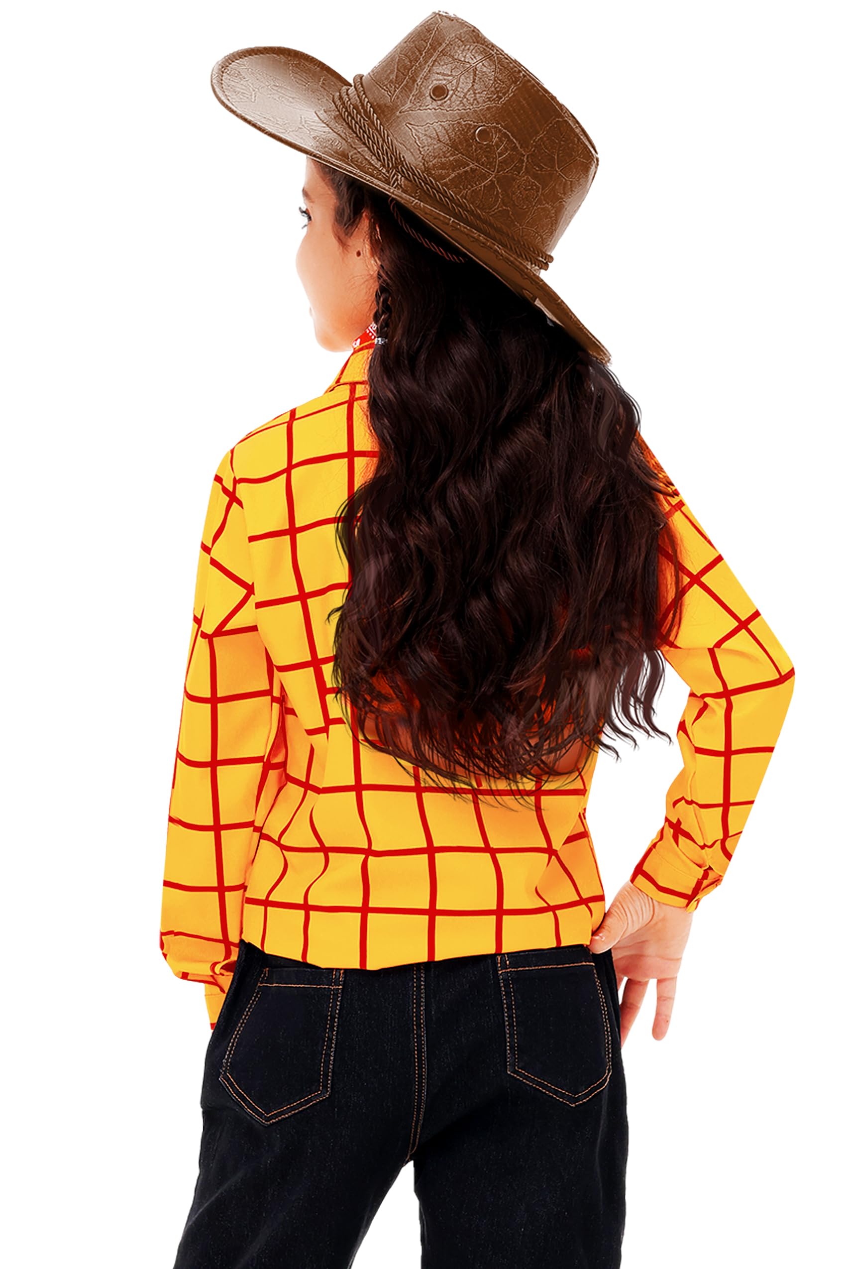 Remimi Adult Kids Halloween Yellow Plaid Top Family Cartoon Button Shirts - Image 7