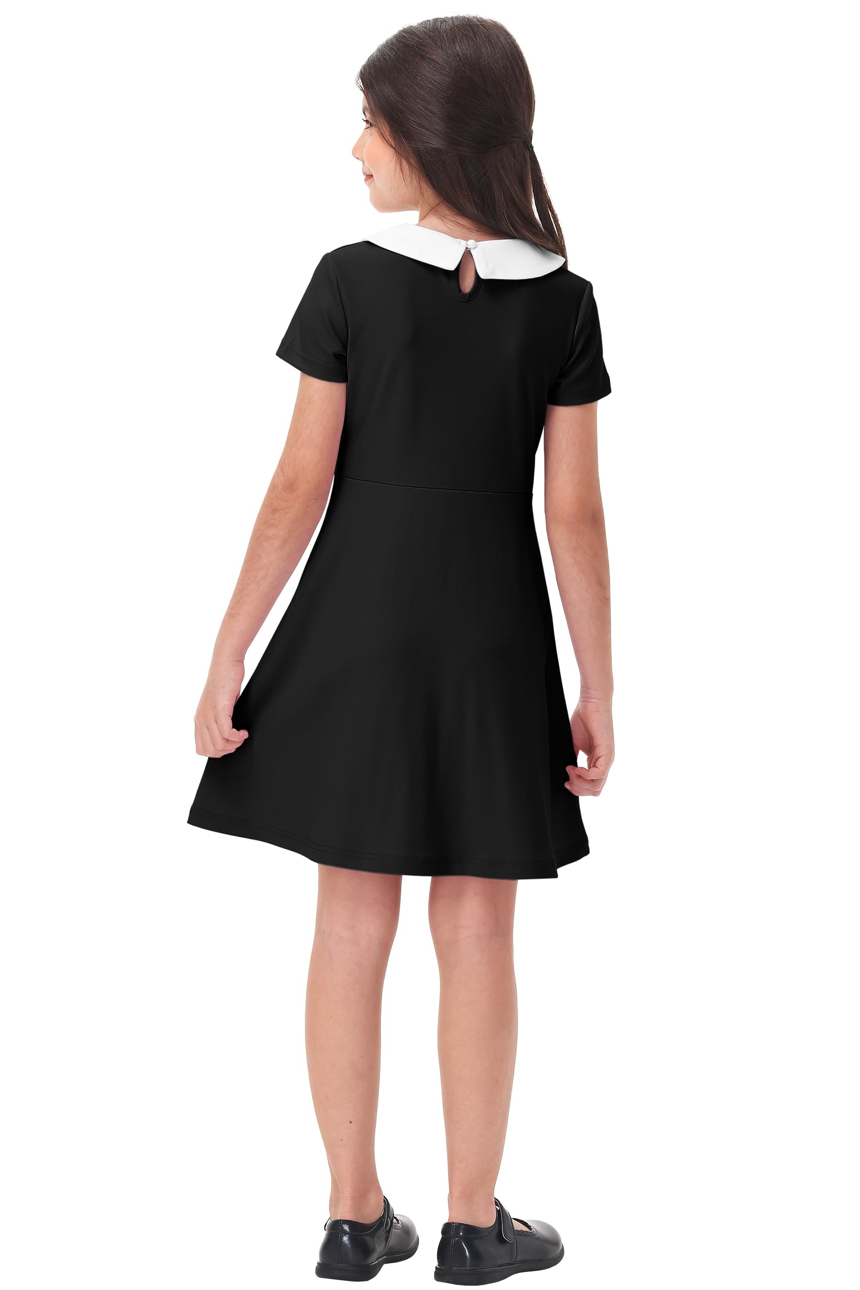 Remimi Girl's Peter Pan Collar Dress Short Sleeve Casual Flare Skater Dresses 5-14 Years - Image 7