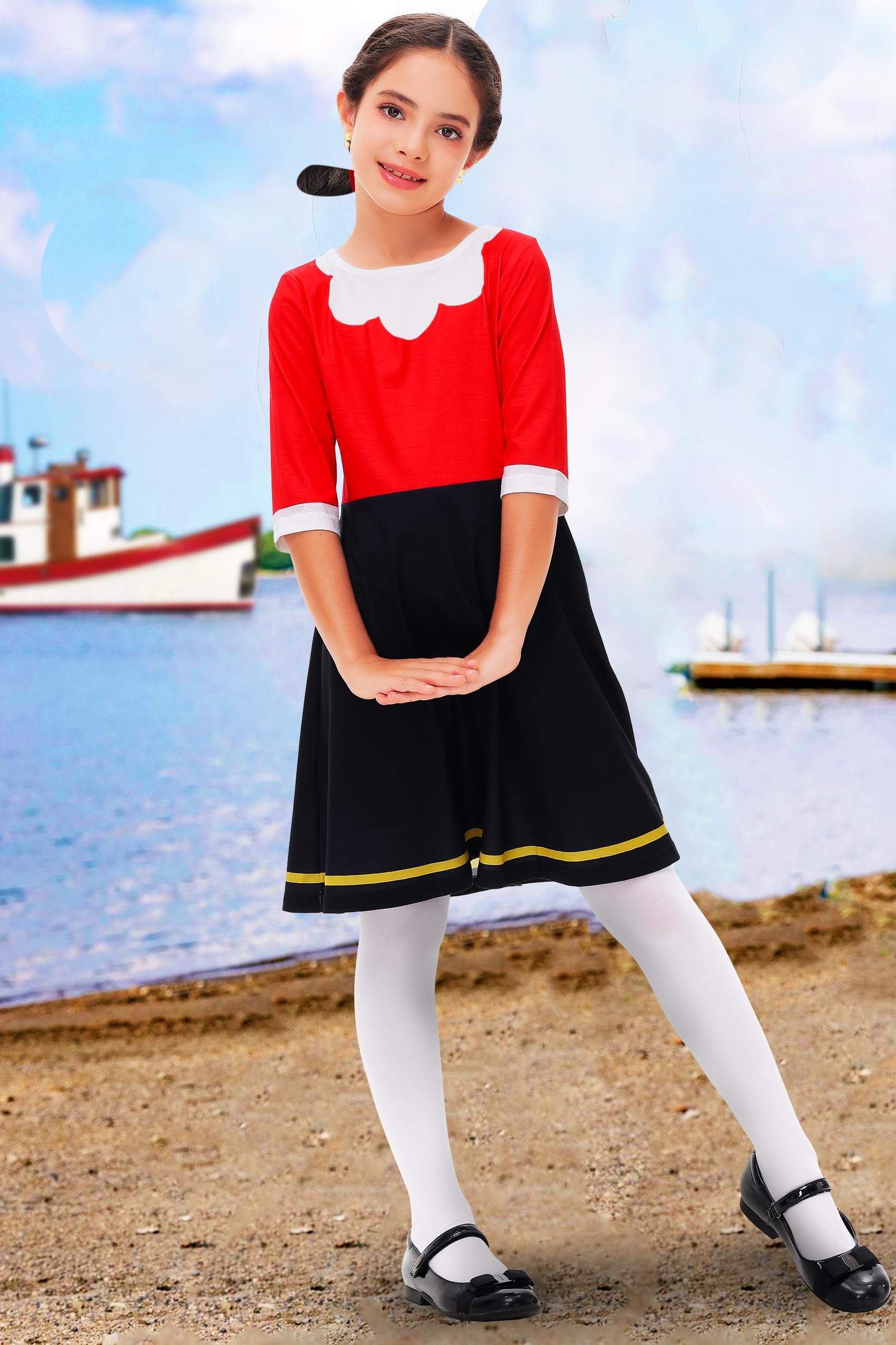 Remimi Girls Halloween Dresses Pumpkin Print 3/4 Sleeve Dresses 3-14 Years - Image 3