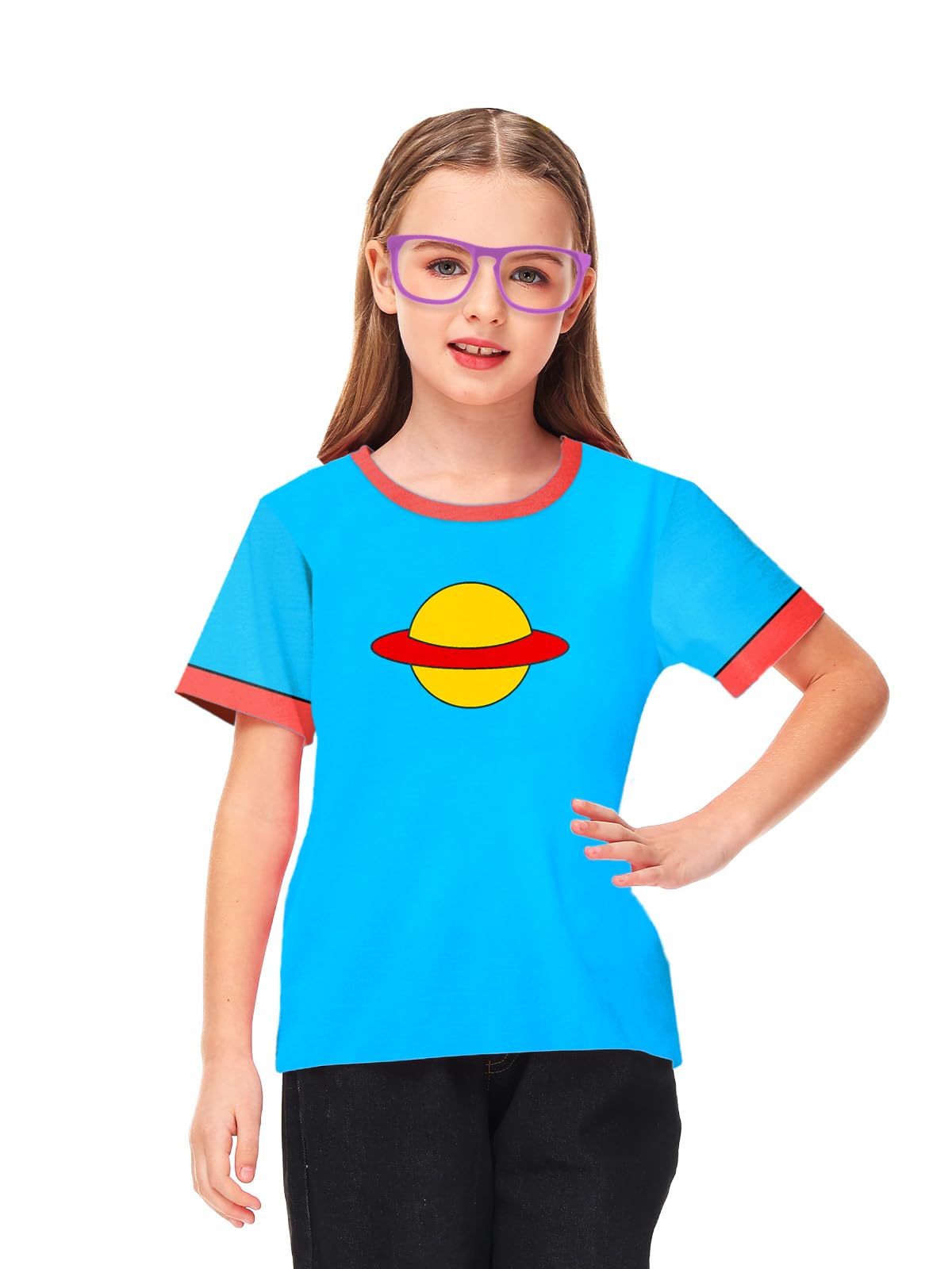 Remimi Girls Halloween Lilo Shirt Red Leaf Graphic Cosplay Costume Holiday Short Sleeve Tops 5-14 Years - Image 3