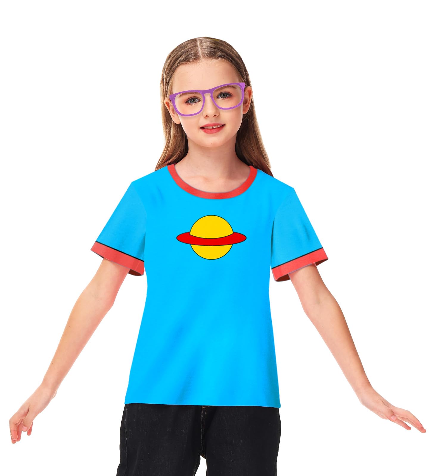 Remimi Girls Halloween Lilo Shirt Red Leaf Graphic Cosplay Costume Holiday Short Sleeve Tops 5-14 Years - Image 4