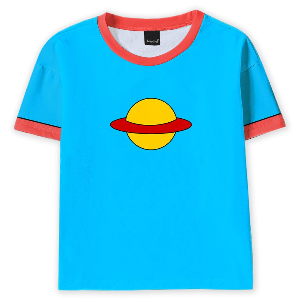 Remimi Girls Halloween Lilo Shirt Red Leaf Graphic Cosplay Costume Holiday Short Sleeve Tops 5-14 Years - Image 5