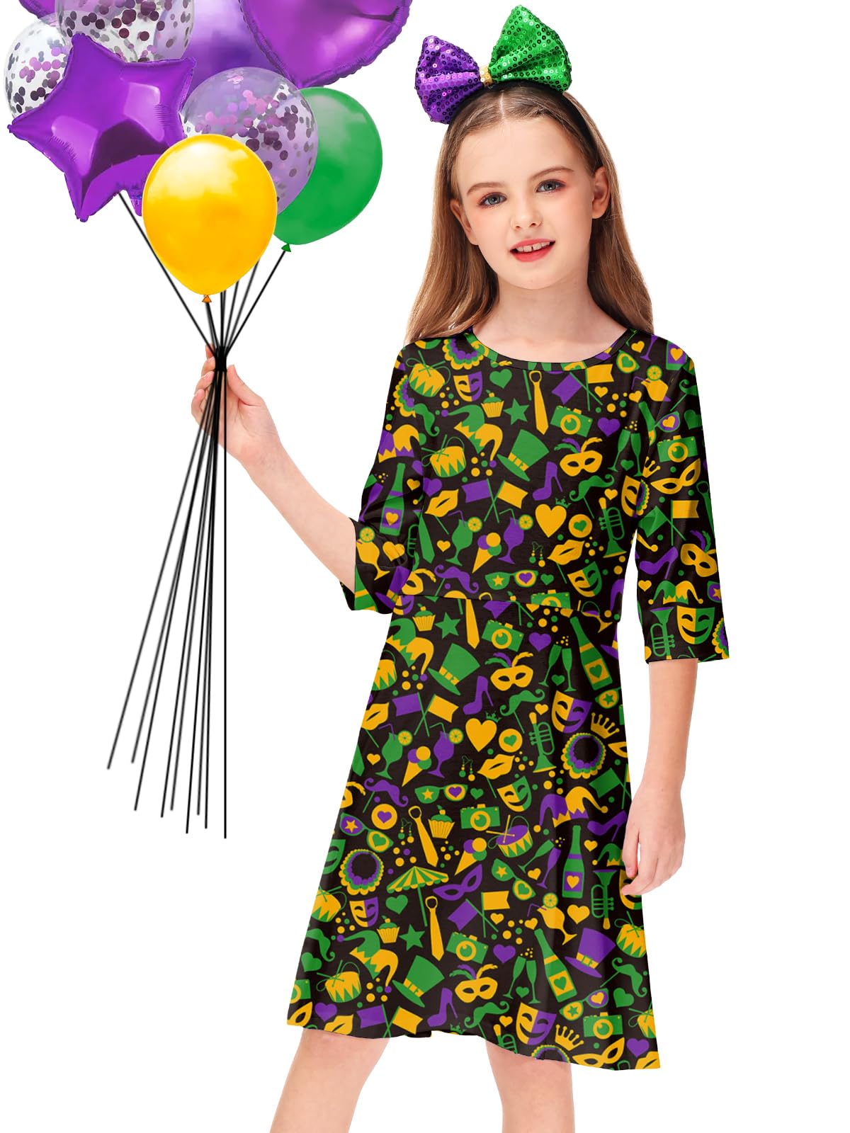Remimi Girls St Patricks Day Dress 3/4 Sleeve Shamrock Irish Party Dresses 3-14 Years - Image 4