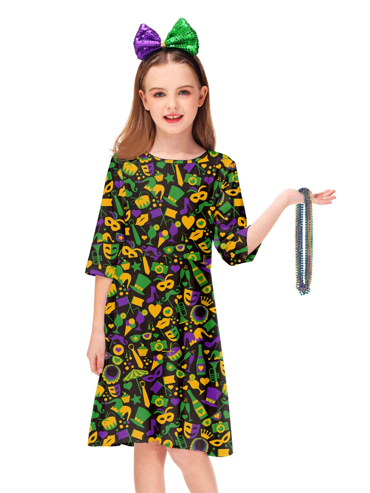Remimi Girls St Patricks Day Dress 3/4 Sleeve Shamrock Irish Party Dresses 3-14 Years - Image 5