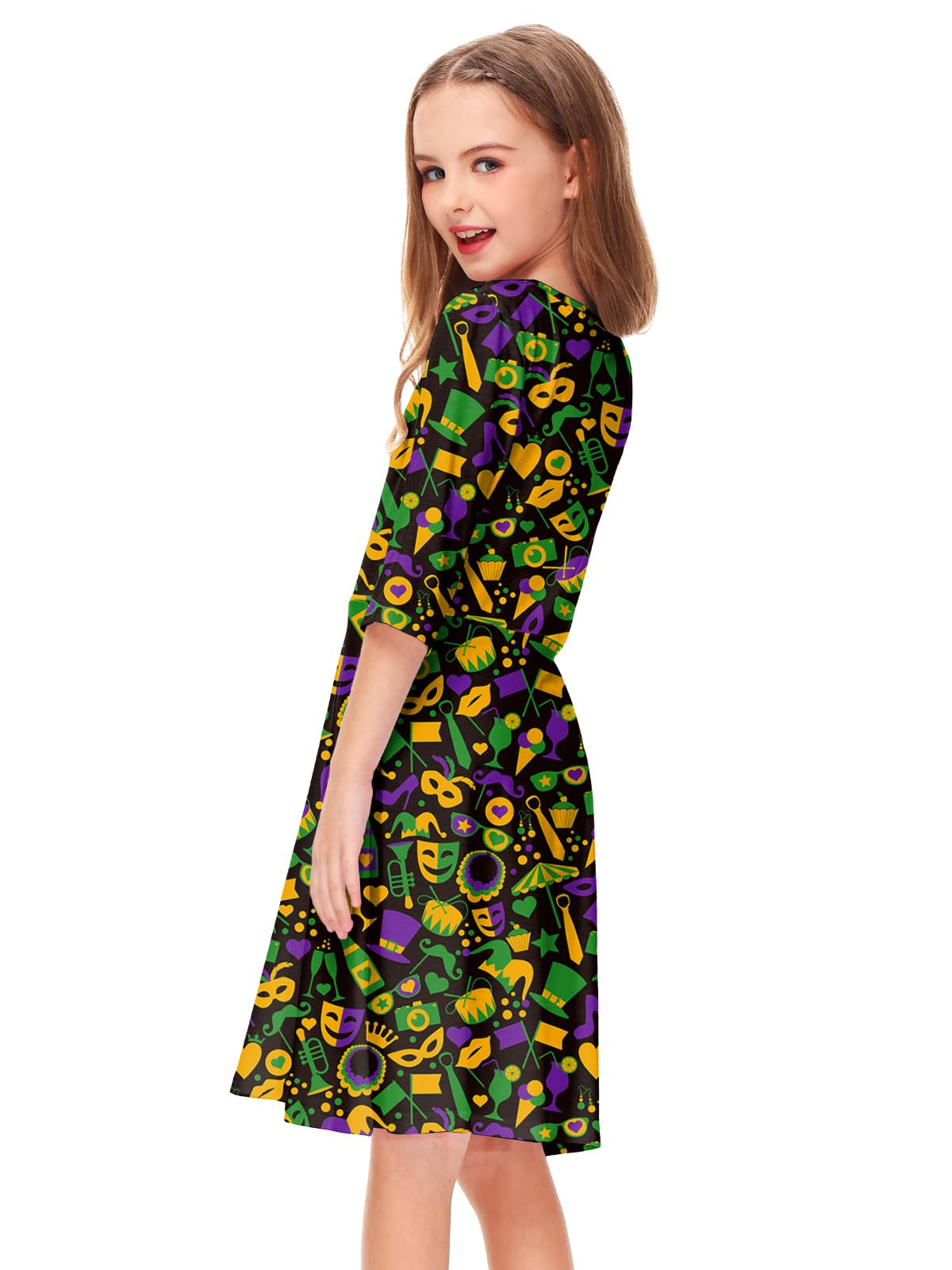 Remimi Girls St Patricks Day Dress 3/4 Sleeve Shamrock Irish Party Dresses 3-14 Years - Image 7
