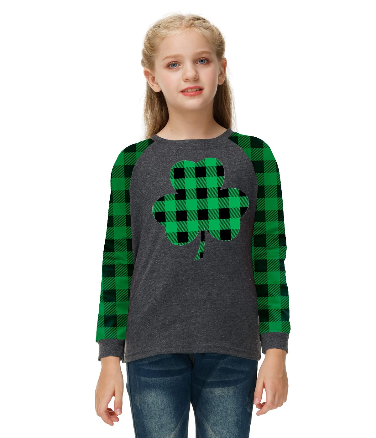 Remimi Girls Thanksgiving Shirts Buffalo Plaid Raglan Tee Cute Turkey Holiday Party Long Sleeve Tshirt 5-14 Years - Image 4