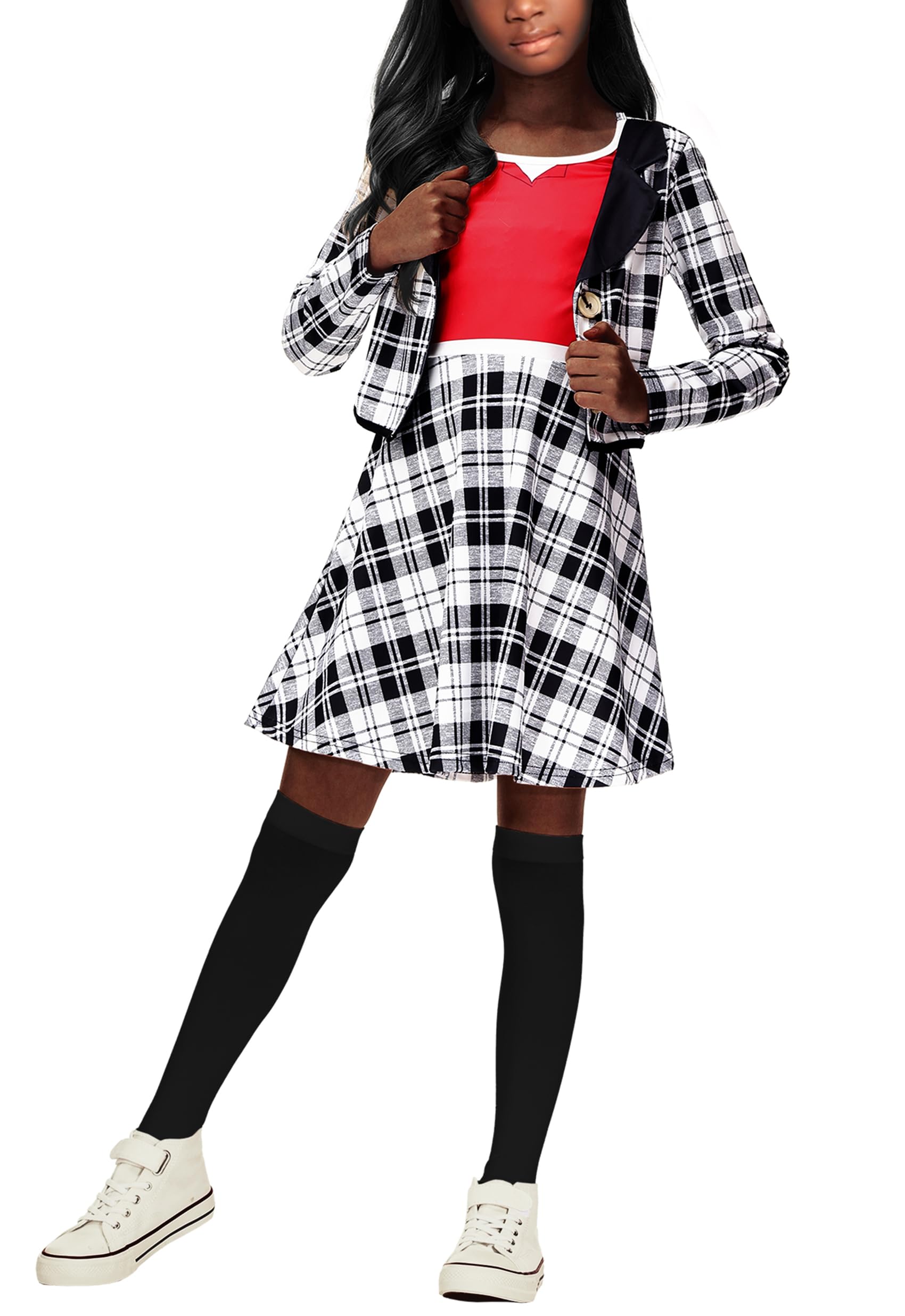 Remimi Halloween Plaid Printed ONE Piece Dress Girls Long Sleeve Knee Dresses 3-14 Years - Image 5