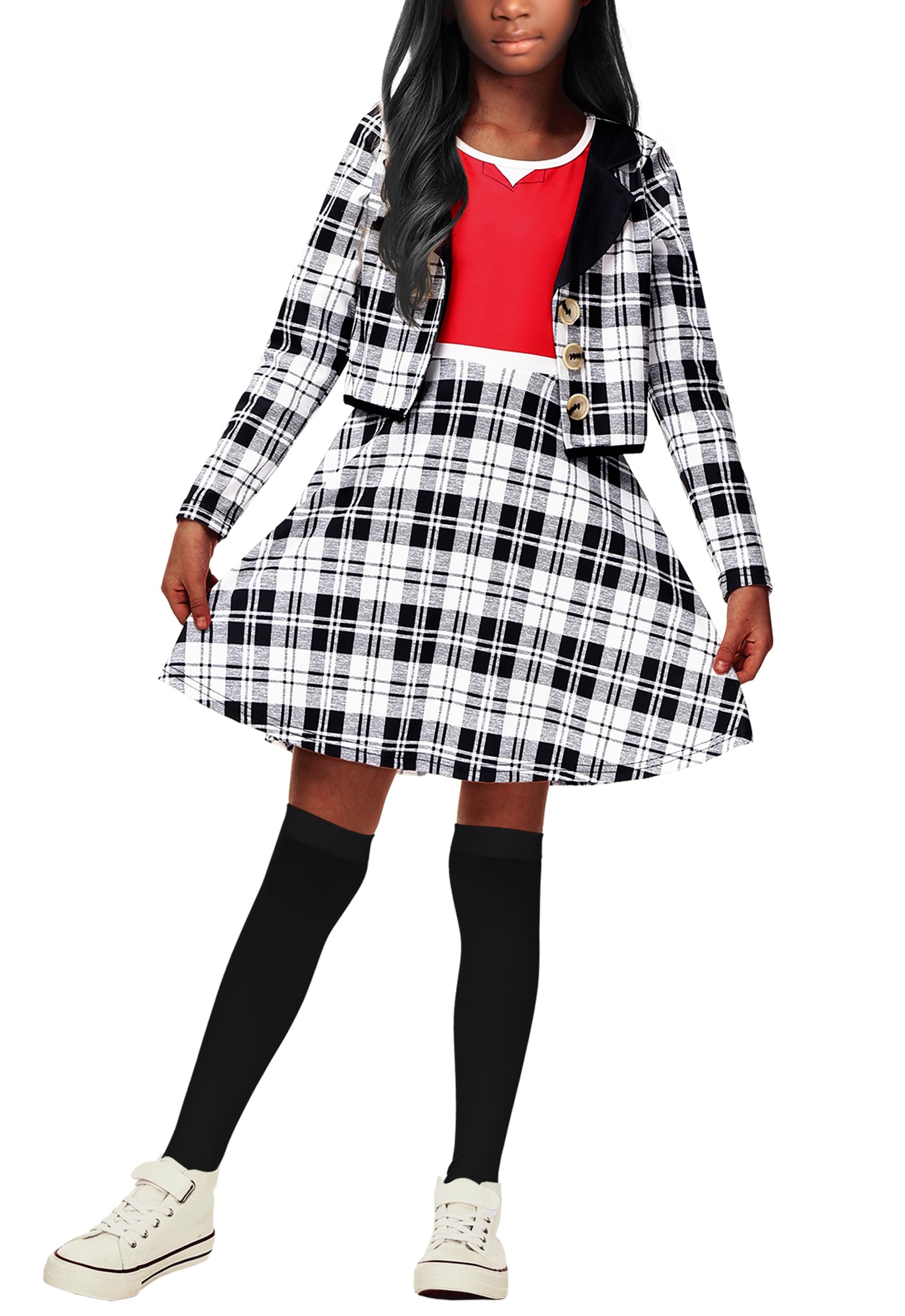 Remimi Halloween Plaid Printed ONE Piece Dress Girls Long Sleeve Knee Dresses 3-14 Years - Image 6