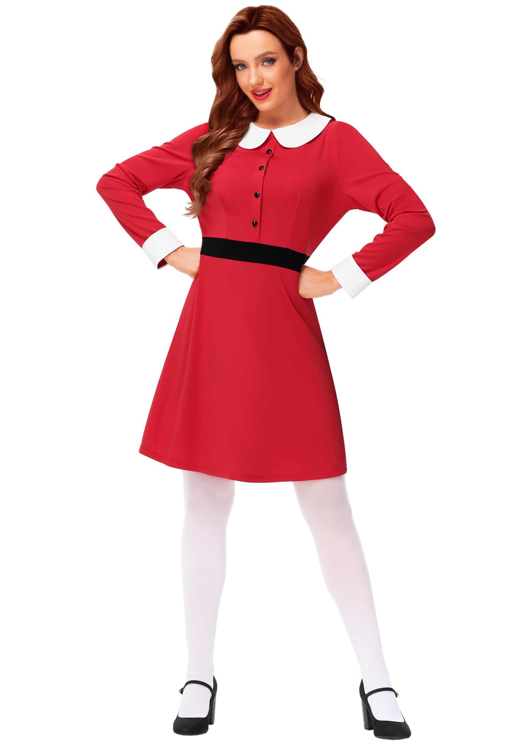 Remimi Halloween Womens Spoiled Ticket Winner Costume Peter Pan Collar Red Dress - Image 3