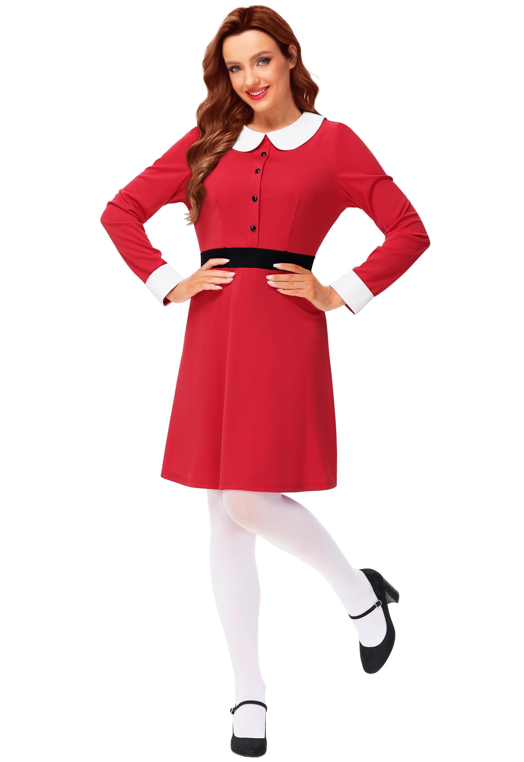 Remimi Halloween Womens Spoiled Ticket Winner Costume Peter Pan Collar Red Dress - Image 5
