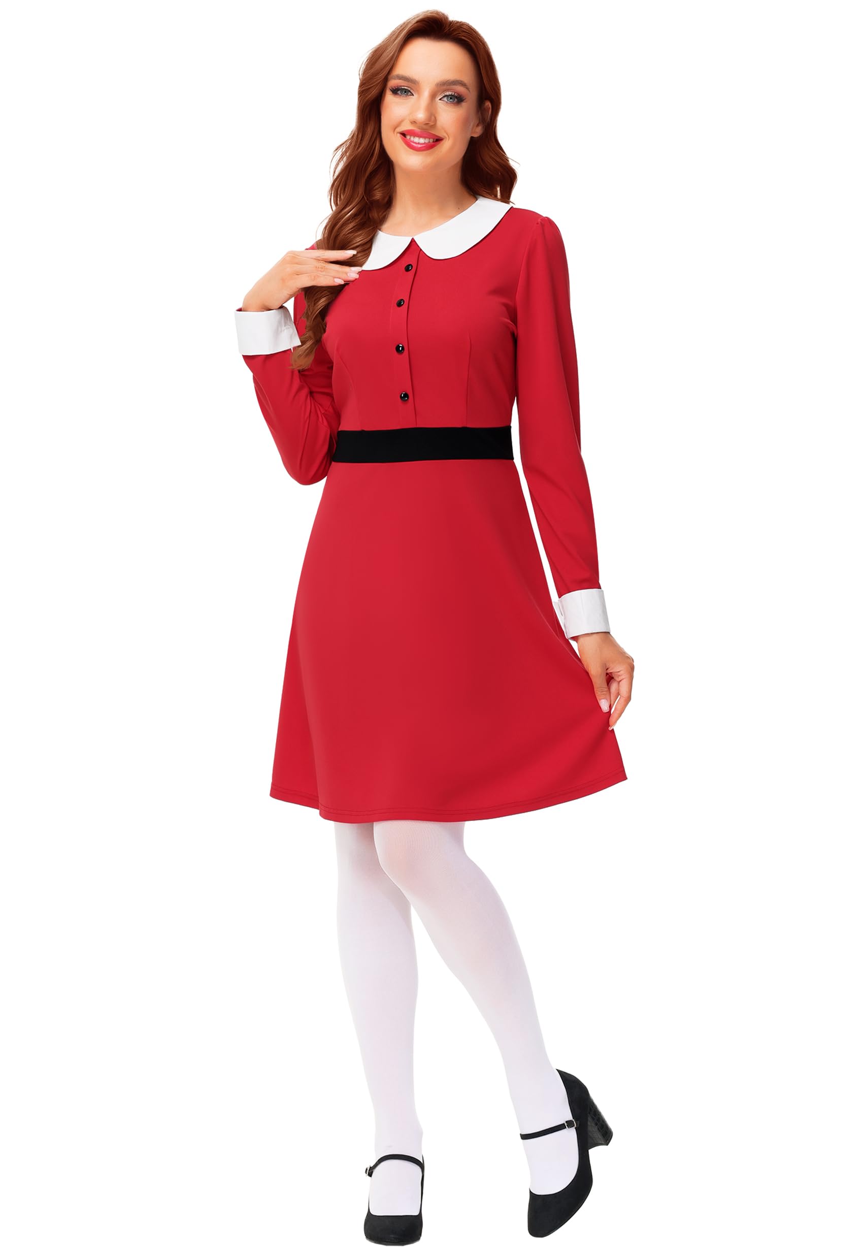Remimi Halloween Womens Spoiled Ticket Winner Costume Peter Pan Collar Red Dress - Image 6