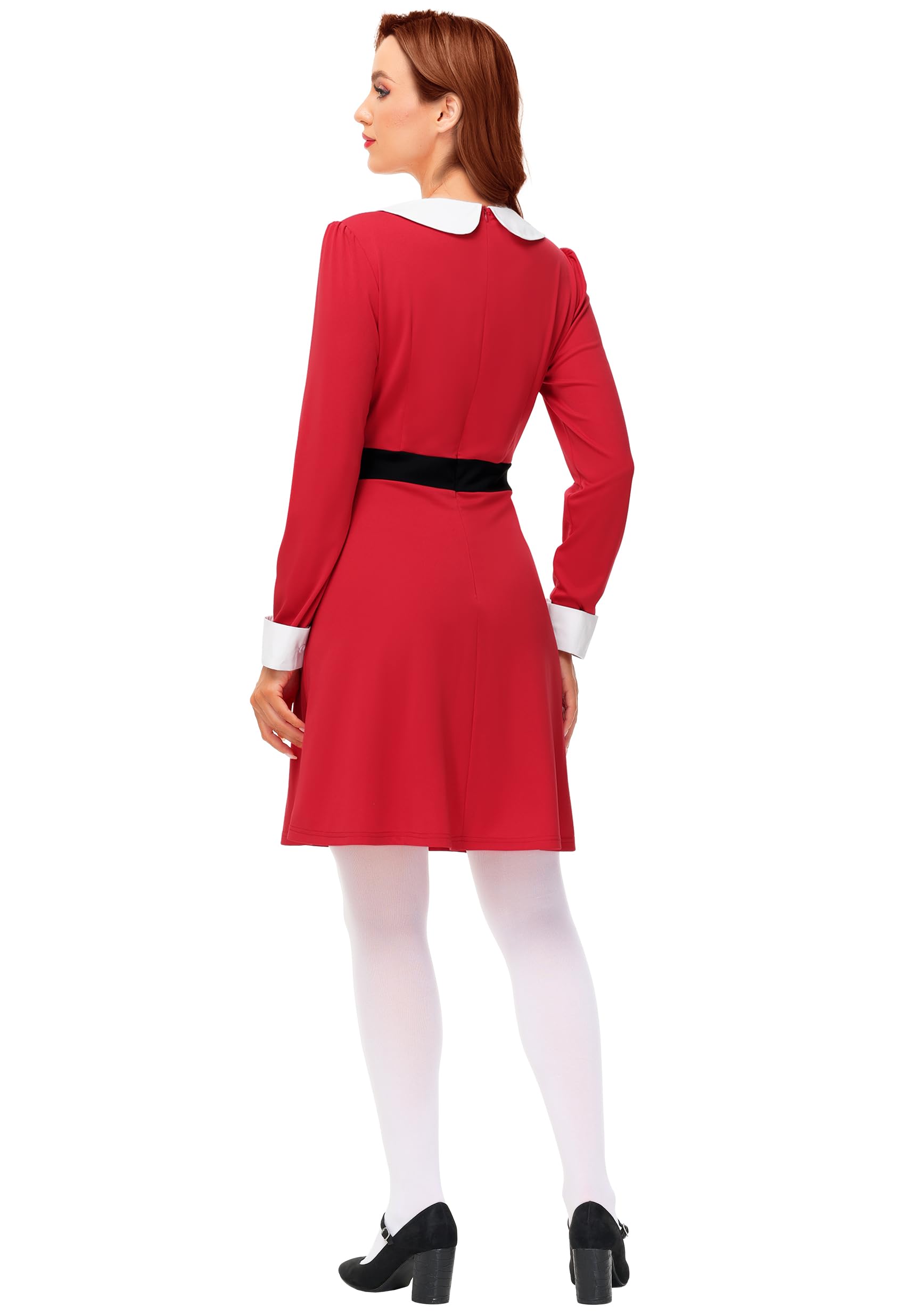 Remimi Halloween Womens Spoiled Ticket Winner Costume Peter Pan Collar Red Dress - Image 7