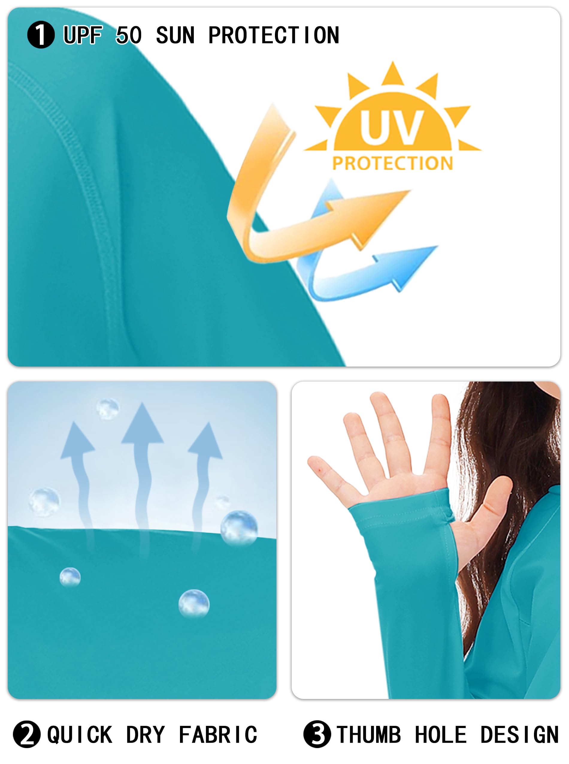 Remimi Kids Sun Shirt Rash Guard Quick Dry Sun Protection Athletic Hoodie Hiking Shirts 3-12 Years - Image 4