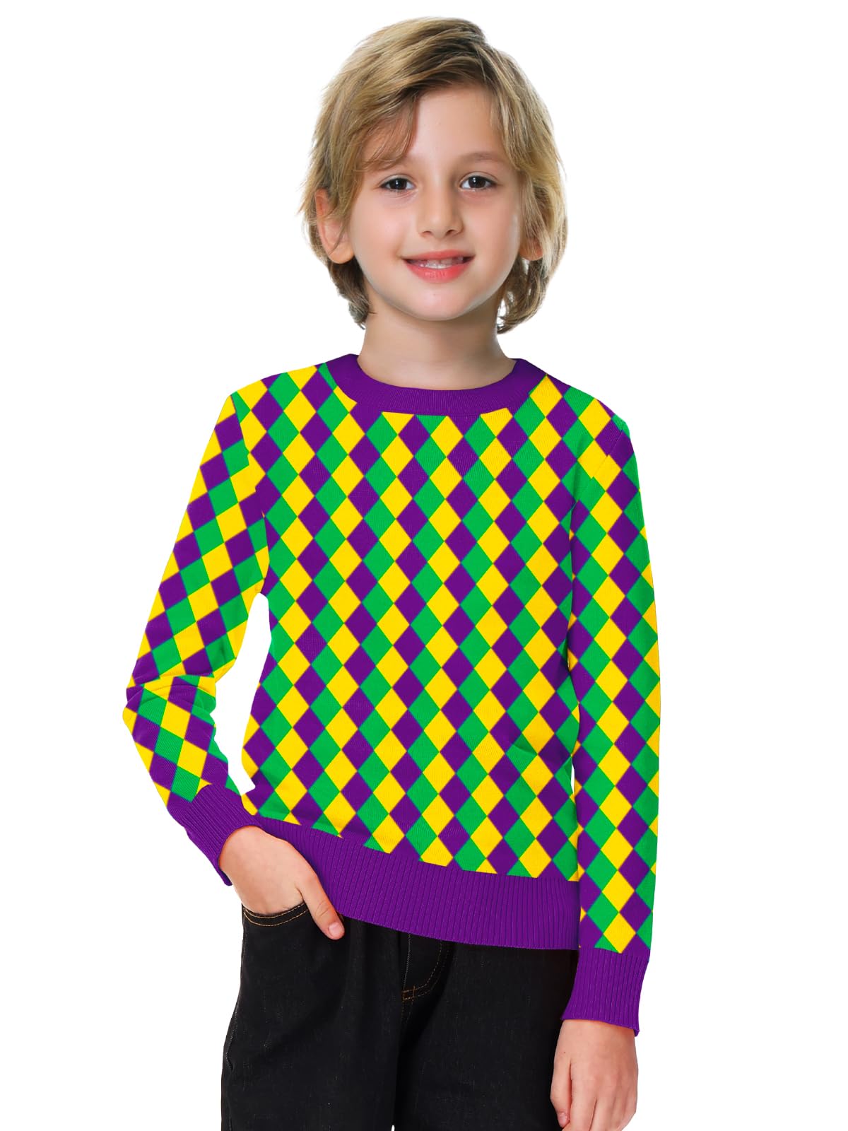 Remimi Kids Valentines Print Sweater Boys Girls Mardi Gras Long Sleeve Sweatshirt 5-14 Years - Image 3