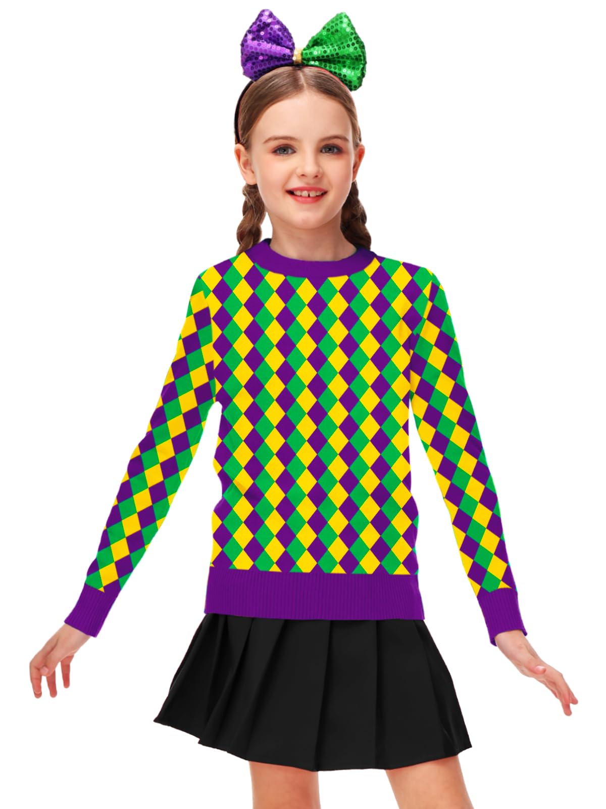 Remimi Kids Valentines Print Sweater Boys Girls Mardi Gras Long Sleeve Sweatshirt 5-14 Years - Image 4