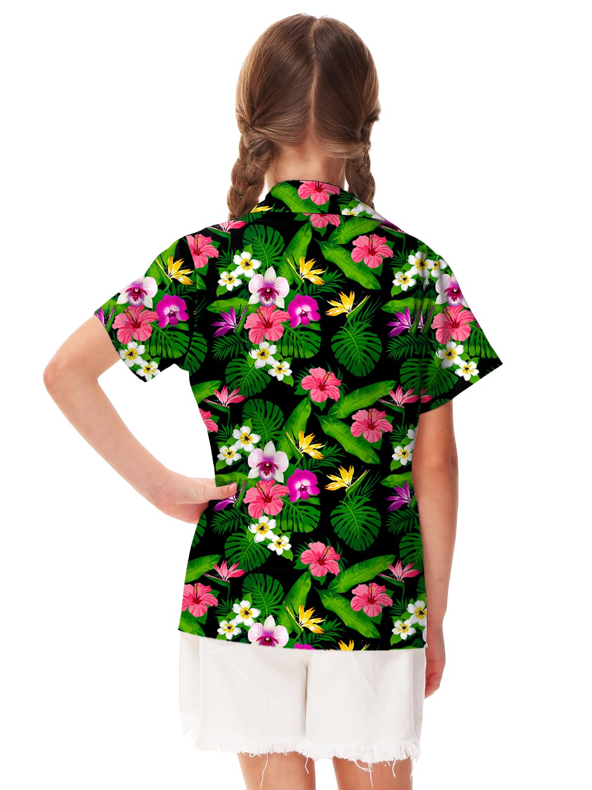 Remimi Unisex Kids 4th of July Button Up Shirt Boys American Flag Print Hawaiian Beach Short Sleeve Tops 5-14 Years - Image 7