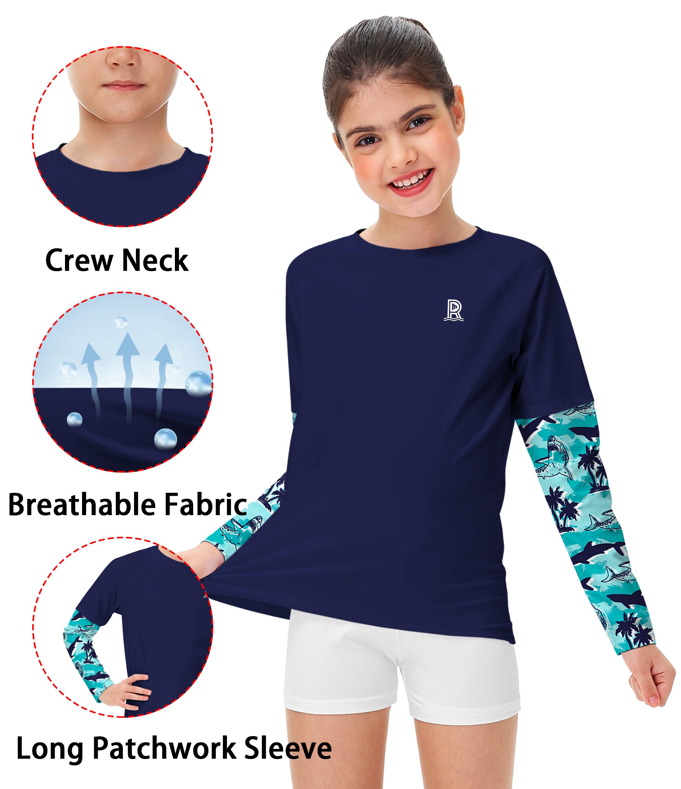 Remimi Unisex Kids Rash Guard SPF 50+ Long Sleeve Sun Shirt Athletic Fishing Shirts 3-12 Years - Image 5