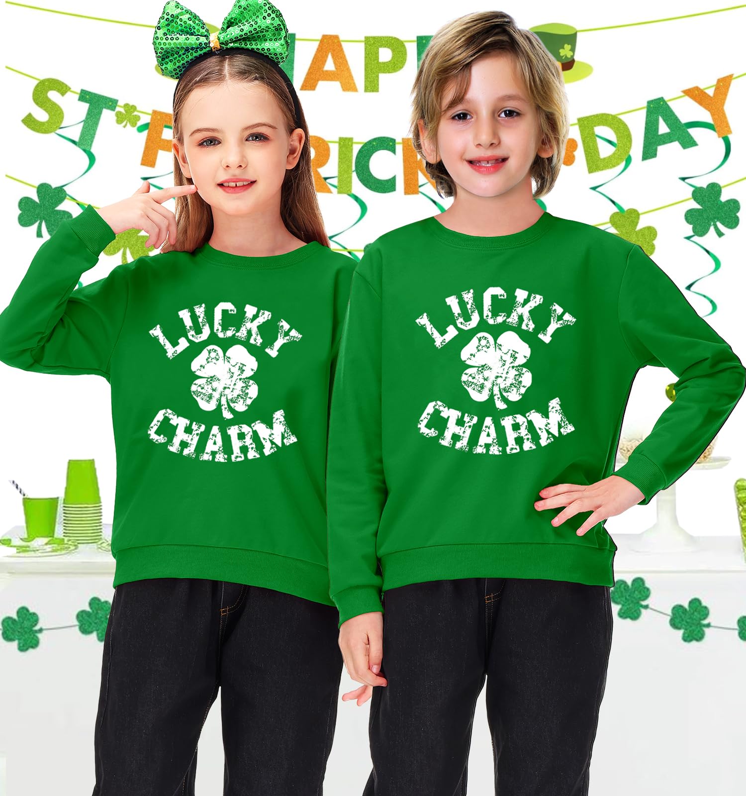 Remimi Unisex Kids St. Patrick's Day Sweatshirt Long Sleeve Mardi Gras Pullover Tops 3-14 Years - Image 3