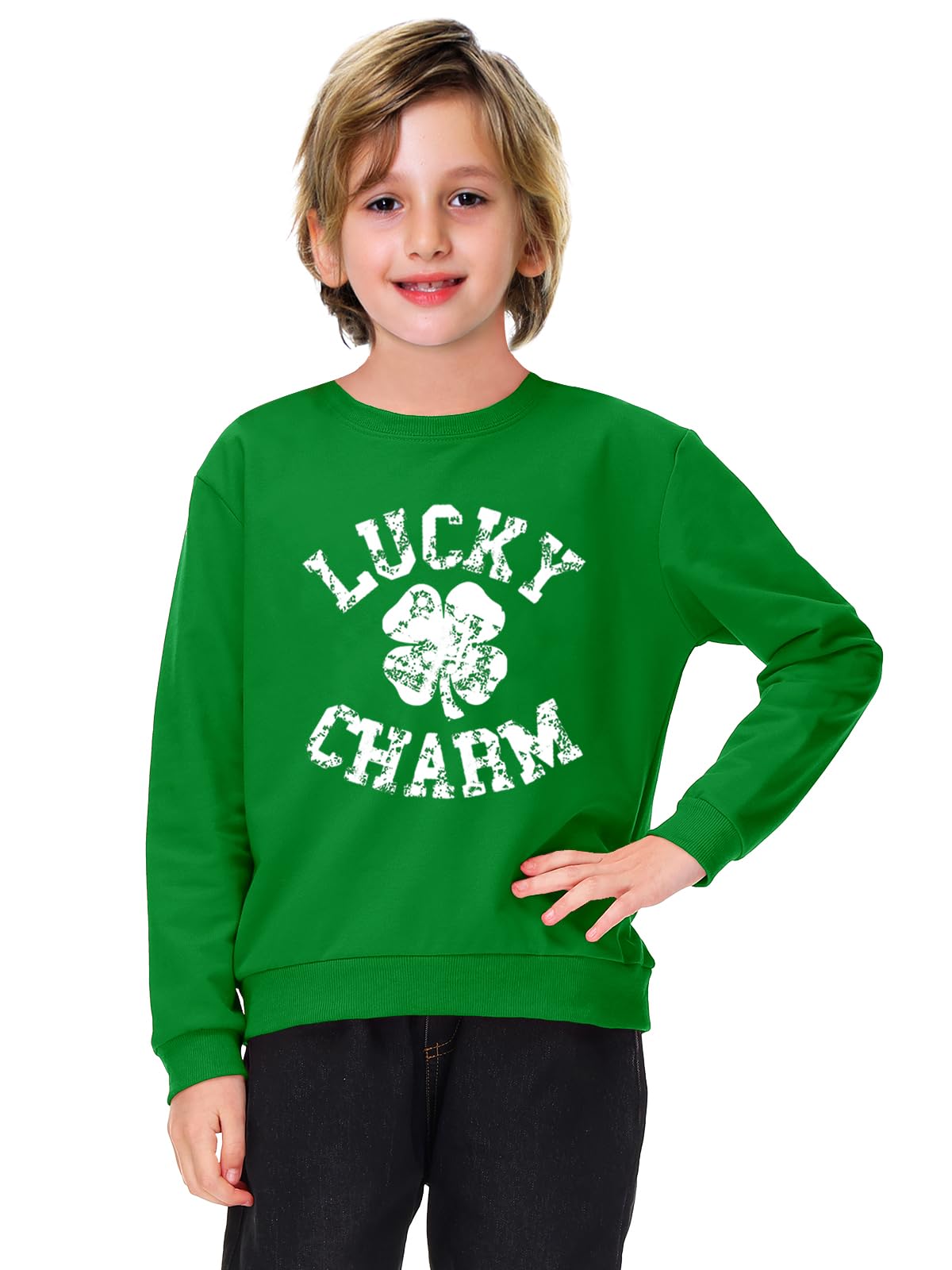 Remimi Unisex Kids St. Patrick's Day Sweatshirt Long Sleeve Mardi Gras Pullover Tops 3-14 Years - Image 6