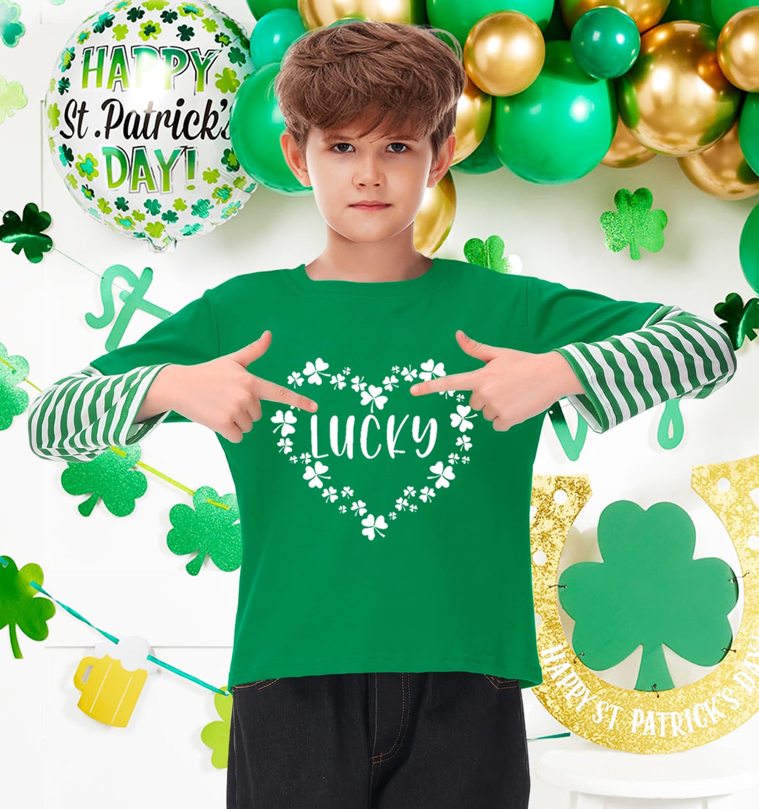 Remimi Unisex Kids St Patricks Day Long Sleeve Shirt Irish Stripe Shirts 2-12 Years - Image 4
