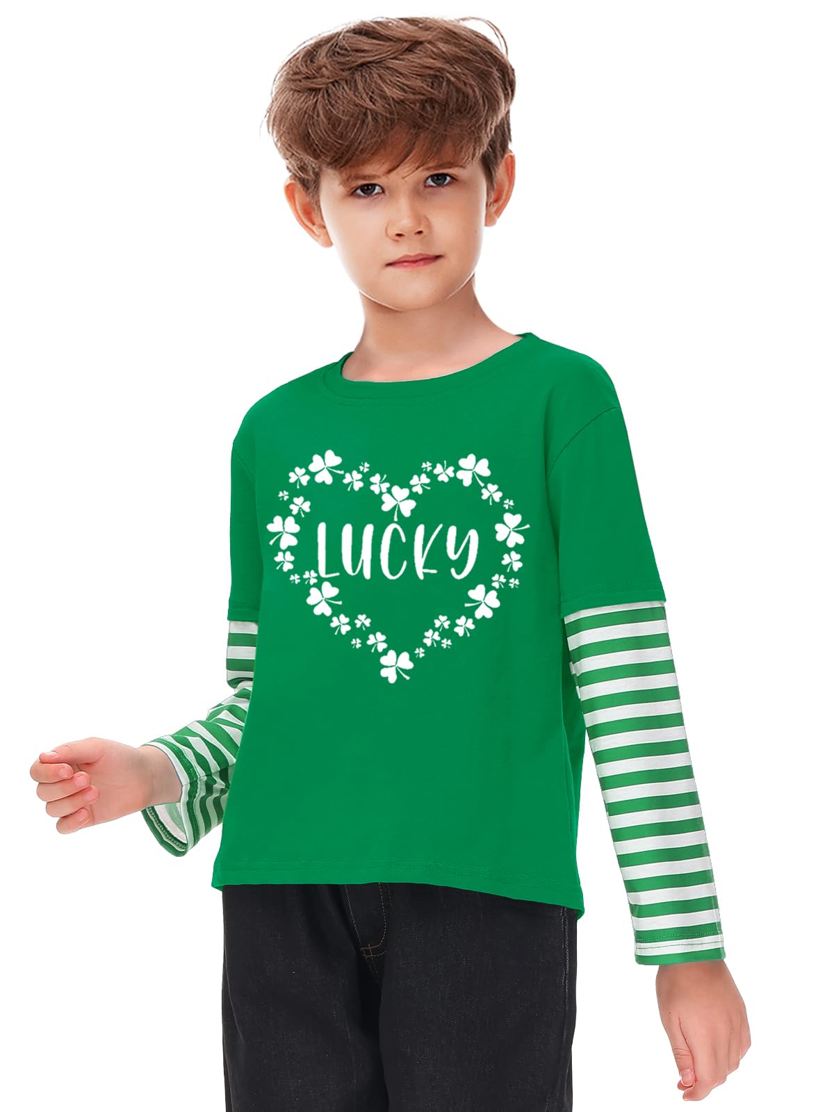 Remimi Unisex Kids St Patricks Day Long Sleeve Shirt Irish Stripe Shirts 2-12 Years - Image 6