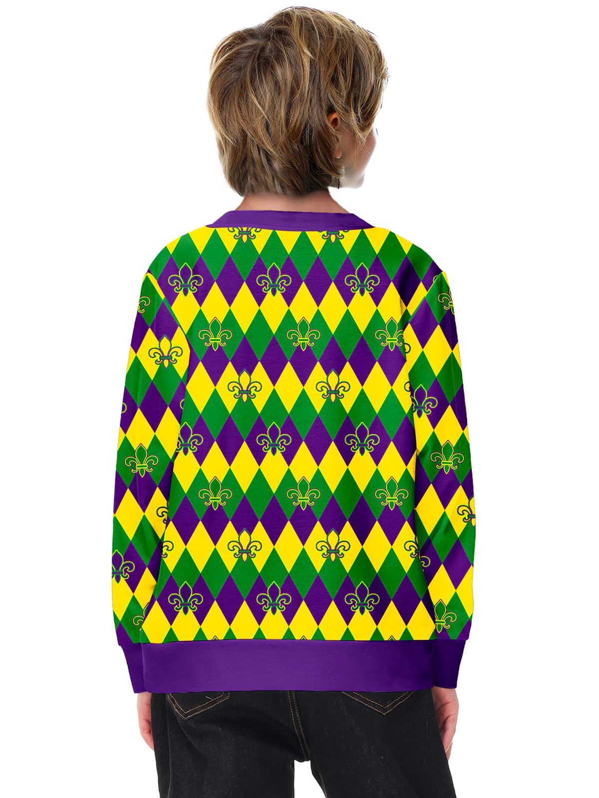 Remimi Unisex Kids Valentines Sweatshirts Mardi Gras Pullover Shirts 5-14 Years - Image 6